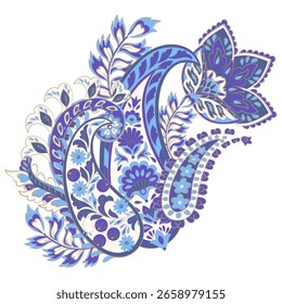 Paisley-Vektormuster. Einzeln Fantastische Blume, Blätter