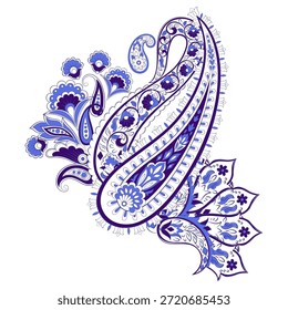 Paisley vector pattern. Isolated Fantastic flower, leaves