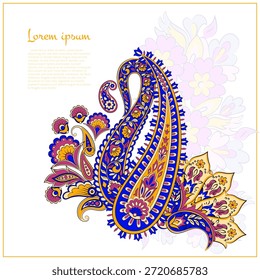 Paisley vector pattern. Isolated Fantastic flower, leaves