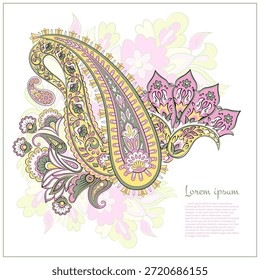 Paisley vector pattern. Isolated Fantastic flower, leaves
