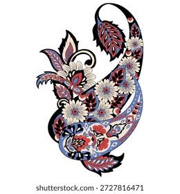 Padrão do vetor de Paisley. Flor Fantástica isolada, folhas
