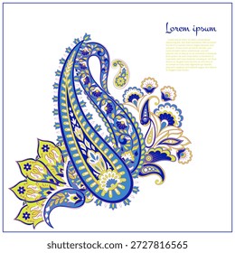 Paisley-Vektormuster. Einzeln Fantastische Blume, Blätter