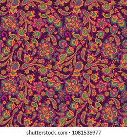 Paisley Vector Pattern. Seamless Asian Textile Background