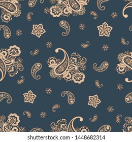 Paisley Vector Pattern. Seamless Asian Textile Background
