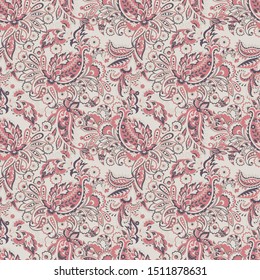Paisley Vector Pattern. Seamless Floral Textile Background