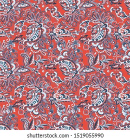 Paisley Vector Pattern. Seamless Floral Textile Background