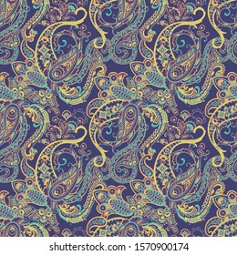 Paisley Vector Pattern. Seamless Floral Textile Background