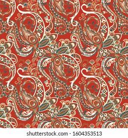 Paisley Vector Pattern. Seamless Floral Textile Background
