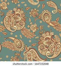 Patrón de vectores Paisley. Fondo textil floral transparente