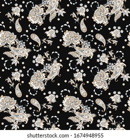 Paisley Vector Pattern. Seamless Floral Textile Background