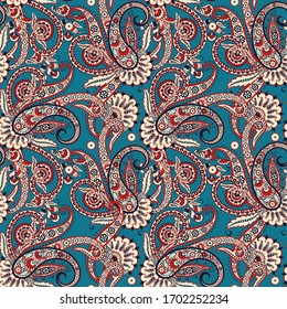 Paisley Vector Pattern. Seamless Floral Textile Background