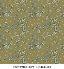 Paisley Vektorillustration Muster. Nahtlose florale Textilien-Hintergrund