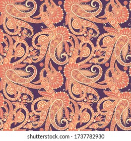 Patrón de vectores Paisley. Fondo textil floral sin soldadura