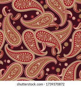 Paisley Vector Pattern. Seamless Floral Textile Background