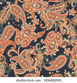 Paisley Vector Pattern. Seamless Floral Textile Background