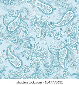 Paisley Vector Pattern. Seamless Floral Textile Background