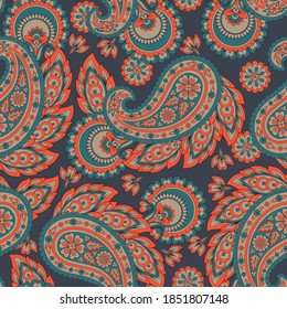 Patrón de vectores Paisley. Fondo textil floral sin soldadura