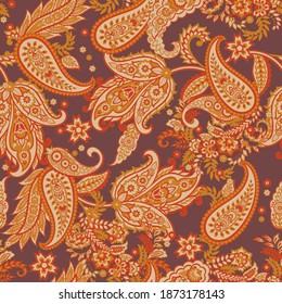 Paisley Vector Pattern. Seamless Floral Textile Background