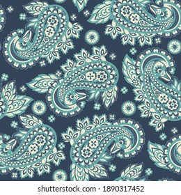 Paisley Vector Pattern. Seamless Floral Textile Background