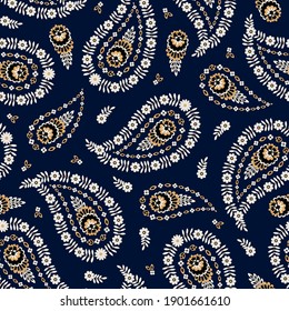 Paisley Vector Pattern. Seamless Floral Textile Background