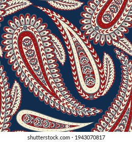 Patrón de vectores Paisley. Fondo textil floral sin soldadura