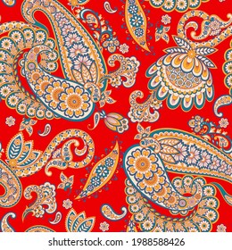 Paisley-Vektormuster. Nahtlose florale Textilien-Hintergrund