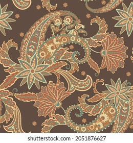 Paisley Vector Pattern. Seamless Floral Textile Background