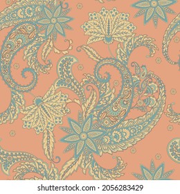 Paisley Vector Pattern. Seamless Floral Textile Background