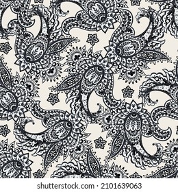 Paisley Vector Pattern. Seamless Floral Textile Background