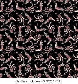 Vector Paisley de diseño sin costuras de flores y hojas en un estilo inspirado en el batik. Telón de fondo de tela de Antiguas