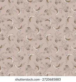 Paisley vetor sem costura design flores e folhas em um estilo inspirado batik. Fundo de tecido vintage