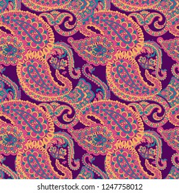 Paisley vector seamless pattern.