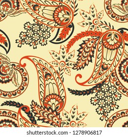 Paisley vector seamless pattern.