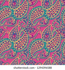 Paisley vector seamless pattern.