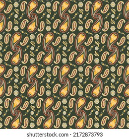 Paisley Vector Seamless Pattern. Awesome for classic product design, fabric, backgrounds, invitations, packaging design projects. Surface pattern design.