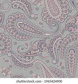 Patrón sin fisuras del vector Paisley con aves. Ilustración de tejido de estilo Damasco