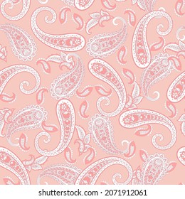 Paisley vector seamless pattern with Birds. Damask style fabric illustration