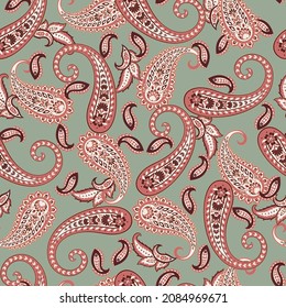 Patrón sin fisuras del vector Paisley con aves. Ilustración de tejido de estilo Damasco
