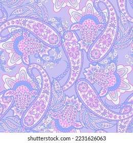 Patrón sin fisuras del vector Paisley con aves. Ilustración de tejido de estilo Damasco