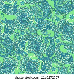 Paisley vector seamless pattern with Birds. Damask style fabric illustration