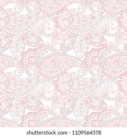 Paisley vector seamless pattern. Fantastic flower, leaves. Textile bohemian print. Batik painting. Vintage