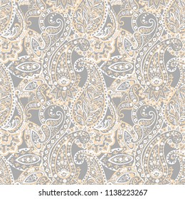 Traditional Indian Paisley Pattern On Outline Stock Vector (Royalty ...