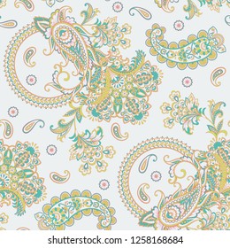 Padrão sem emenda do vetor de Paisley. Fantástica flor, folhas. Pintura estilo Batik. Fundo vintage