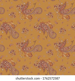 Patrón transparente vectorial paisley. Flor fantástica, hojas. Impresión bohemia textil. Pintura de batik. Vintage