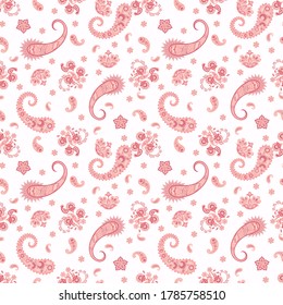 Patrón transparente vectorial paisley. Flor fantástica, hojas. Pintura estilo batik. Fondo de cosecha