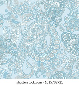 Patrón transparente vectorial paisley. Flor fantástica, hojas. Pintura estilo batik. Fondo de cosecha
