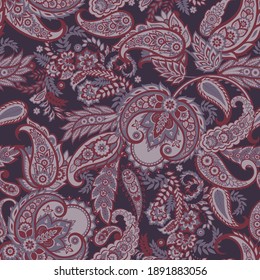 Paisley Vektor nahtloses Muster. Fantastische Blume, Blätter. Batik-Malerei. Vintage-Hintergrund
