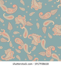 Paisley Vektor nahtloses Muster. Fantastische Blume, Blätter. Batik-Malerei. Vintage-Hintergrund