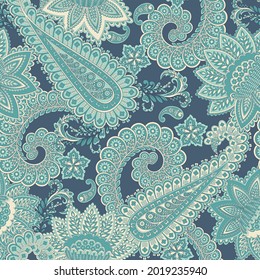 Patrón transparente vectorial paisley. Flor fantástica, hojas. Impresión bohemia textil. Pintura de batik. Vintage