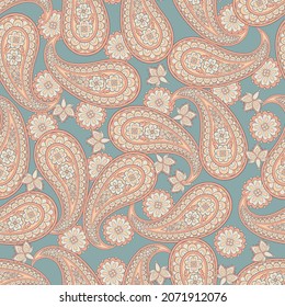 Patrón transparente vectorial paisley. Flor fantástica, hojas. Impresión bohemia textil. Pintura de batik. Vintage
